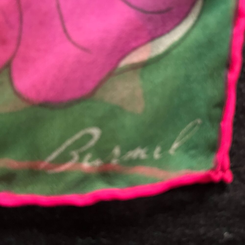 Burmel Sheer Rectangular Pink Floral Scarf 42” x 13” - Picture 2 of 7